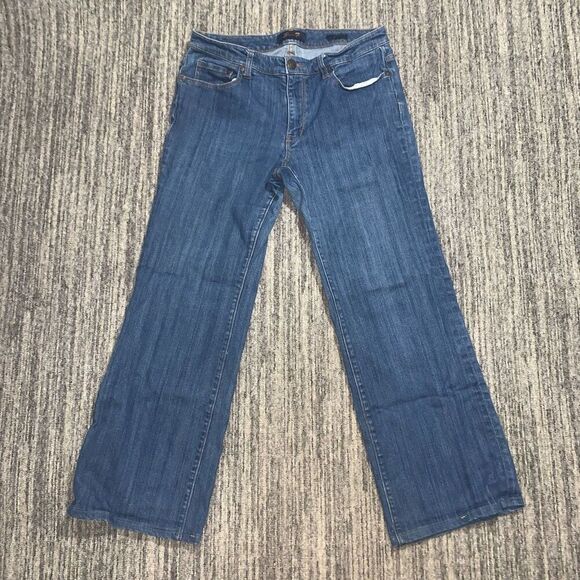 Seven7 Womens Size 12‎ Low Rise Tulip Flare Jeans Embroidered Blue Medium Wash - Picture 1 of 8